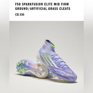 Adidas F50 Spark Fusion Elite -  Lavender Soccer Cleats with Neon Lime Accents